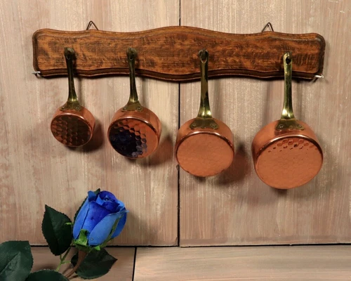 Vintage French Child's Copper Pan Set Miniature Salesman Sample -Ships DDP to US