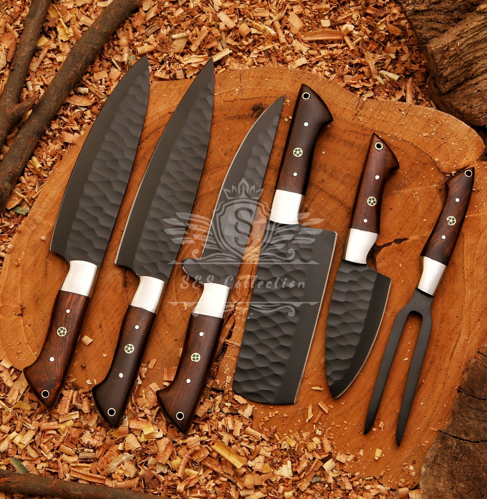 Hand-Forged Damascus Steel Chef Knife Set – Perfect Kitchen Gift