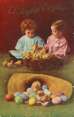 ''A Joyful Easter'' Greetings Embossed Vintage Postcard