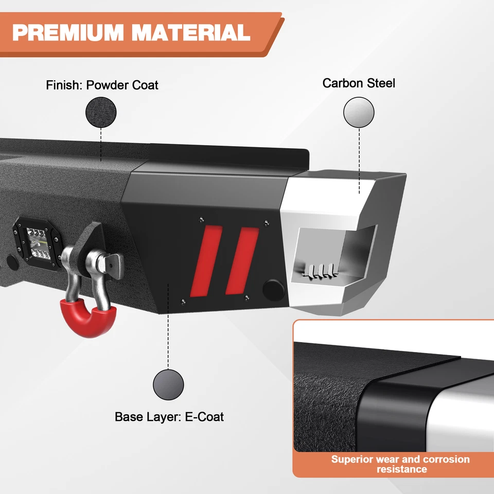 Parachoques trasero para Ford F250 F350 F450 Super Duty 1999-2016 con orificios de sensor + luz Foto 4 de 4