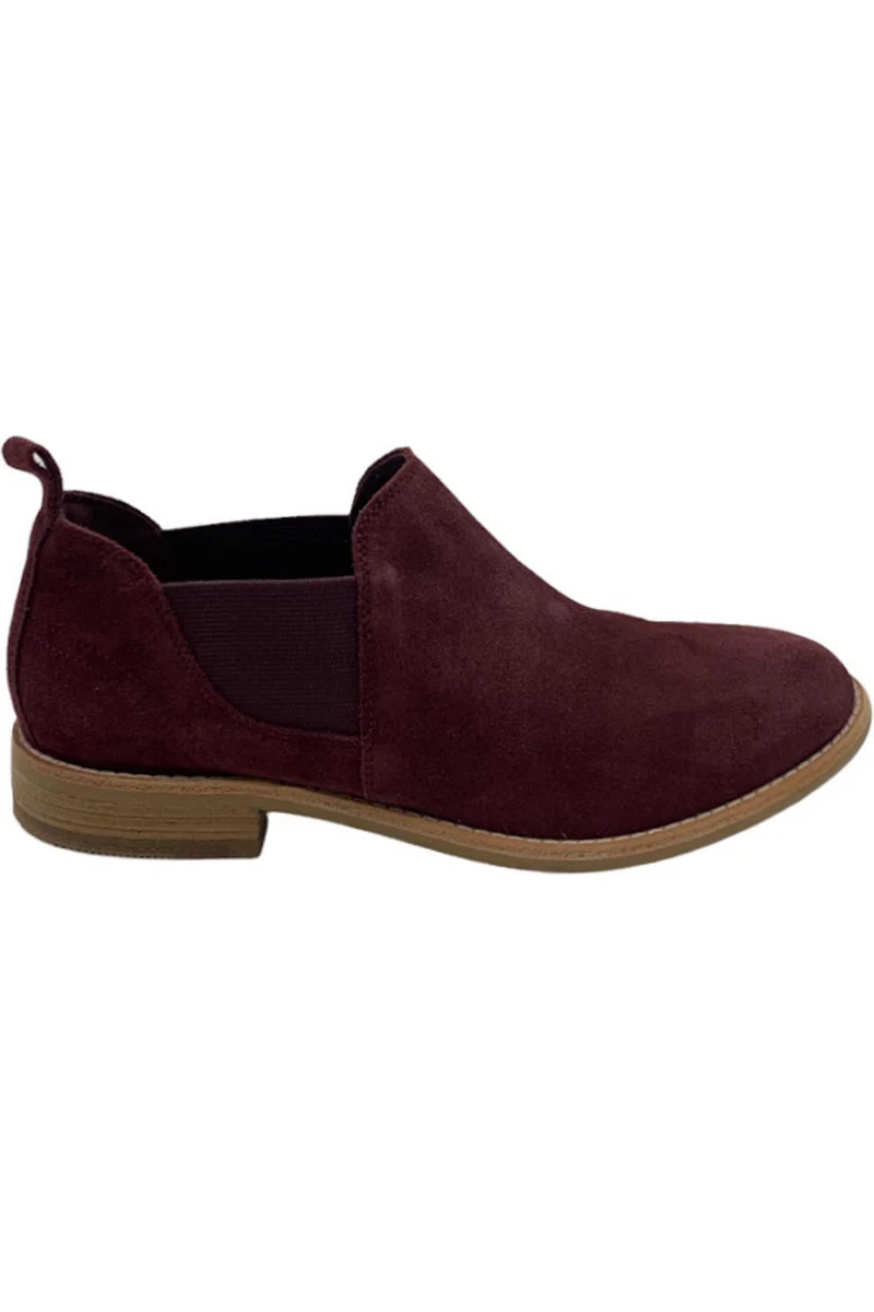 Clarks Leather Slip On Booties Edenvale Page Burgundy Suede