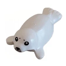 Lego New White Baby Seal w/ Black Eyes, Nose, Mouth & Light Bluish Gray mUzzle
