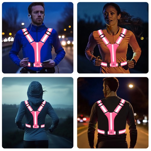 LED Reflective Lights up Vest Running Gear Running for Runners USB Rechargeable - Picture 14 of 44