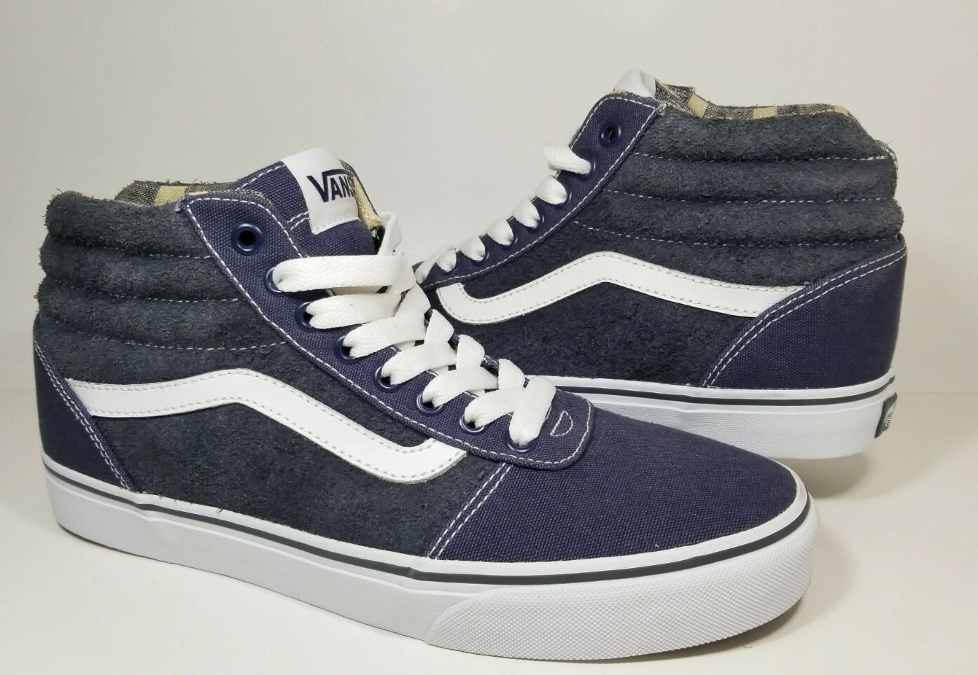 Vans Sk8 Hi Blu Bianco NUOVE Sneakers Scarpe Skateboard Uomo Taglia 9 CAMPIONE