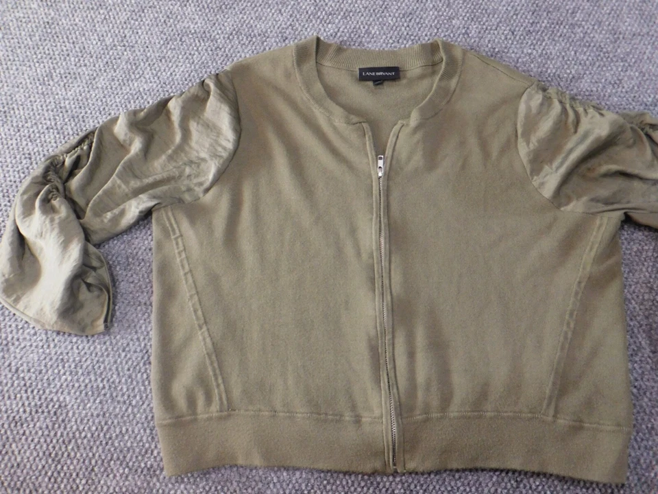 Chaqueta para mujer Cato 18 Plus verde cremallera elástica informal clásica Foto 3 de 4