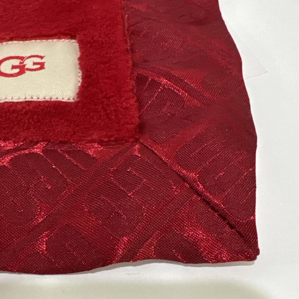 "Manta de seguridad para bebé UGG Lovey Lovie rojo oscuro felpa borde satinado 13"" X 13"" mini" Foto 3 de 4