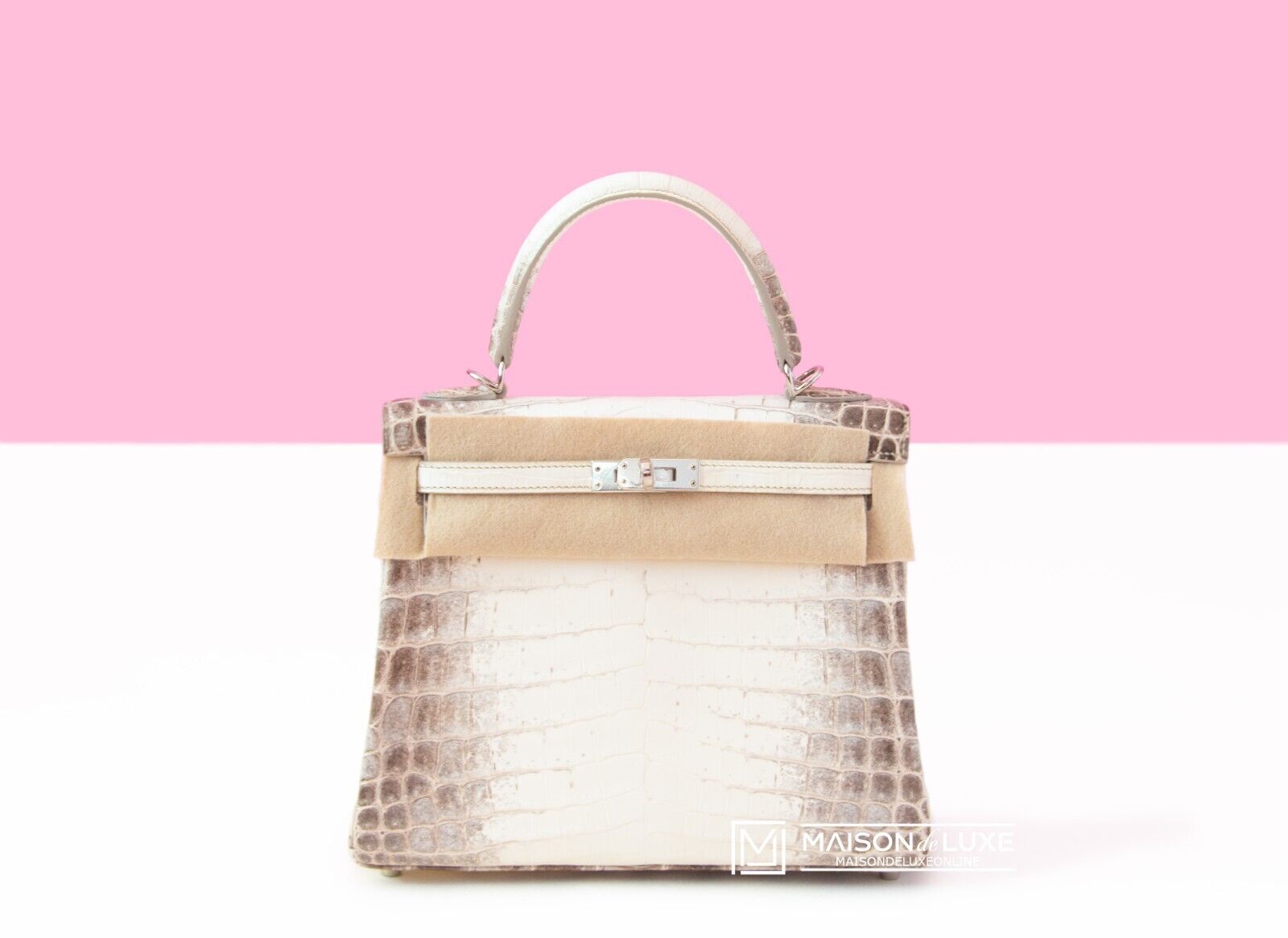 NEW HERMES 25 BLANC HIMALAYAN KELLY HIMALAYA WHITE CROCODILE BAG BIRKIN  HANDBAG