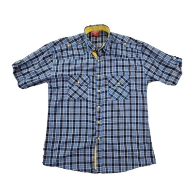 Eklectik Western 2XL Western Embroidered Pocket Pearl Snap Shirt Blue Flip Cuff