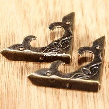 4x Antique Brass Home Wood Box Case Chest Flower Pattern Corner Protector Guard