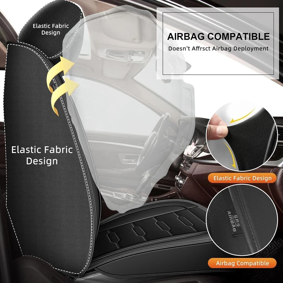 2PCS Front Car Seat Covers Front Seat For Fit for Honda Odyssey Black 2011-2025 — 第 4/4 张图片