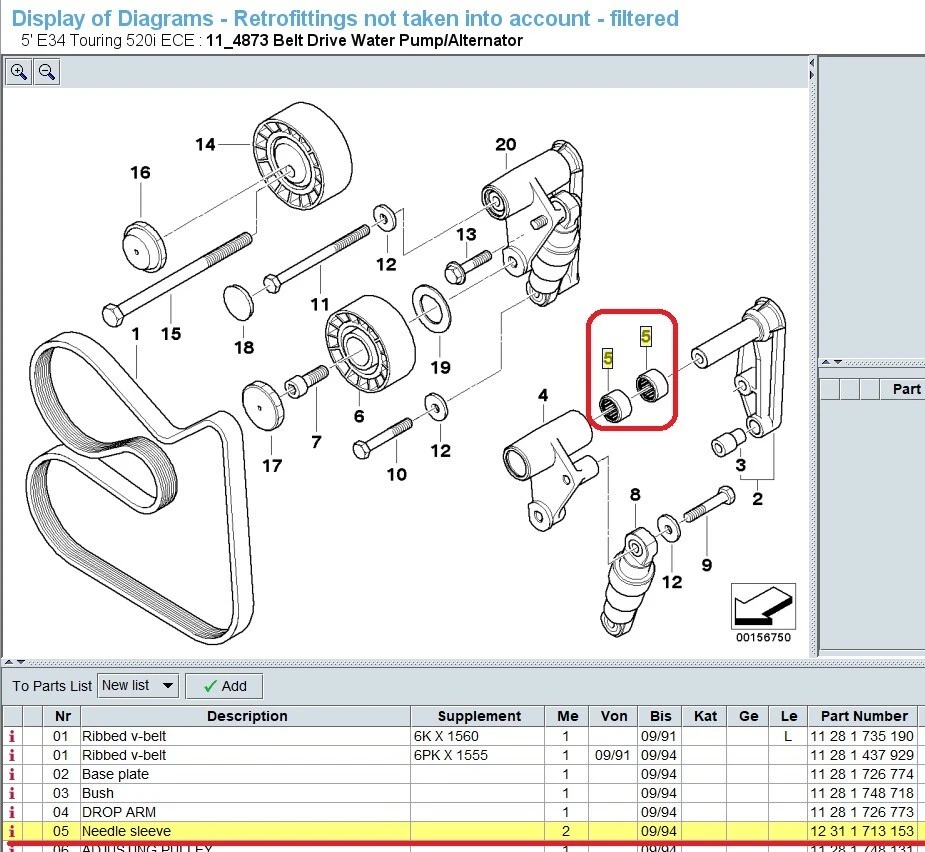 BMW Needle Sleeve for Alternator Drop Arm Adjustment Pulley 12311713153 - Image 4 of 4