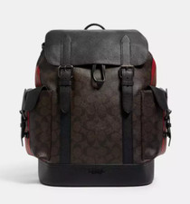 Rare Coach Hudson Signature QB/Mahogany Red Blocked Canvas Mens Backpack 695