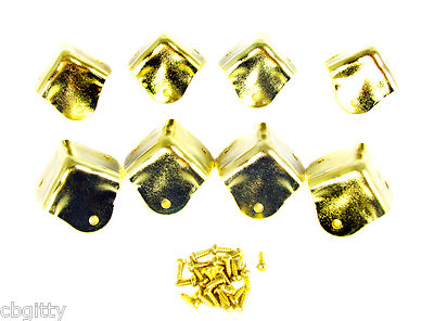 #ad 8pc. Square Brass plated Box Cabinet Corners a great project accent $7.79