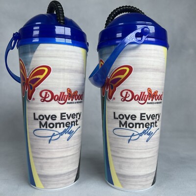 Dollywood Refillable Cups with Straw Lot of 2 Love Every Moment Souvenir