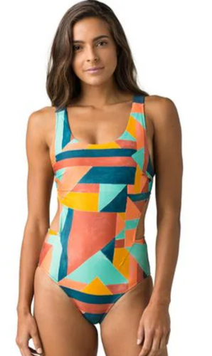 Women's Prana Neolani One Piece Geometric Cut out Cheeky Swimsuit Swimwear Sz. S
