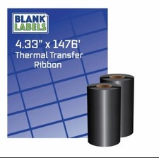 4.33 x 1476 Thermal Transfer Ribbon 110x450 Wax 12 rolls Compatible with Zebra