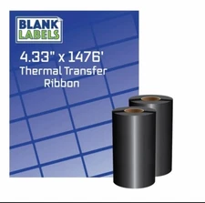 4.33 x 1476 Thermal Transfer Ribbon 110x450 Wax 12 rolls Compatible with Zebra