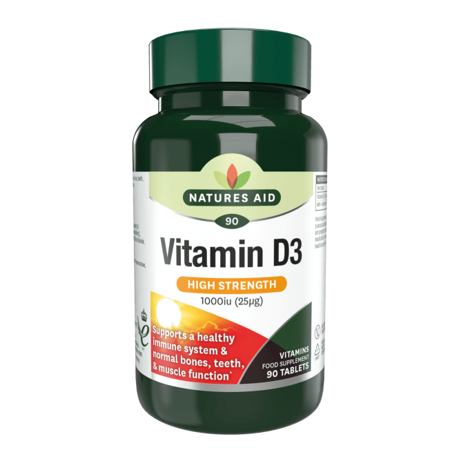 Natures Aid High Strength Vitamin D3 1000iu(25ug) - 90 Tablets