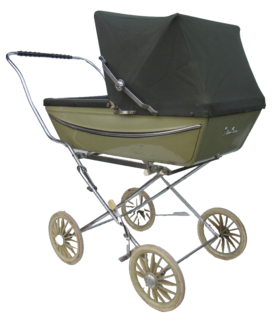 Vintage Pram Silver Cross Coach Built Dolls Pram White On Mermaid