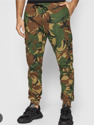 Polo Ralph Lauren Voyager Camo Green Cargo Sweatpants Jogger Size Multi New $168