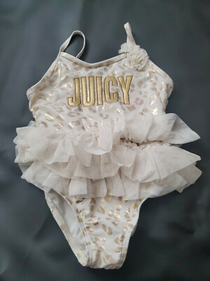 Juicy Couture Girls/Toddler Swimsuit/Swimwear 4T Cream/Gold