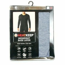 NEW Men's HeatKeep Midweight Base Layer Long Sleeve Crew Neck BLUE Free Ship $30