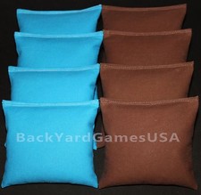 ALL WEATHER CORNHOLE BEAN BAGS Turquoise  Brown Resin Filled WATERPROOF