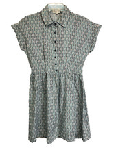 Bebop Short Sleeve Blue Floral Button Front Dress Sz M