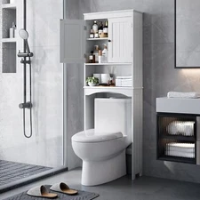 Bealife Over The Toilet Storage Cabinet with Open Shelf, Organizer Adjustable