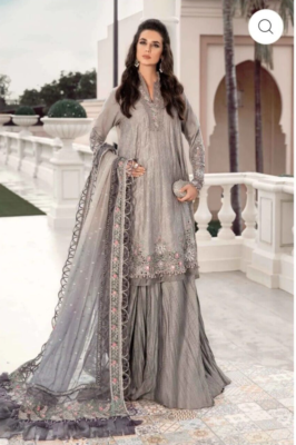 Maria B original unstitched sateen grey luxury 3 piece suit | eBay UK