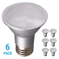 6 Pack Satco S29401 LED 120V 6.5W 50W PAR20 Medium E26 Silver 3000K Warm White