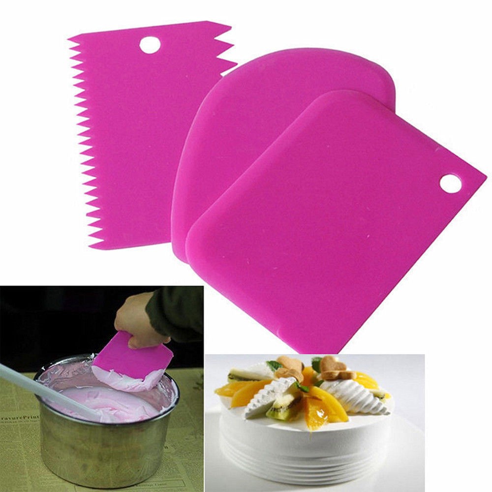 Cake Fondant Pastry Decoration Tools Scraper Baking Dough 3pc Icing Plastic