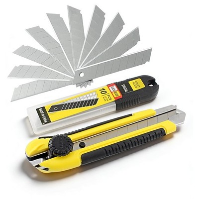 Heavy Duty 25mm Utility Knife, 10pcs SK5 Snap-Off Blades, Locking Retractable...