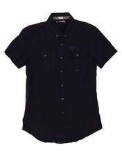 REPLAY Mens Short Sleeve Shirt Small Navy Blue Cotton BM24