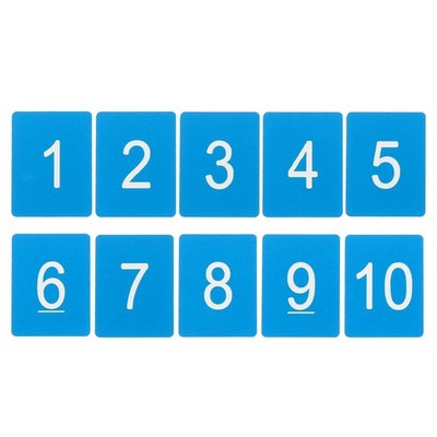 10PCS Rectangle Number Tags 1-10, 3x4CM Plastic Number Key, Sky Blue