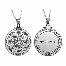 Collier chaîne talisman pendentif Grand Pentacle de Salomon sagesse avec sac ...