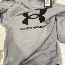 Under Armour Youth Cotton Blend Logo Hoodie Size YL new fleece light gray