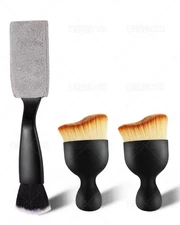 3 PCS Interior Detail Kit - 2 Soft Bristle Brushes & 1 Double Head 2-in-1 Duster