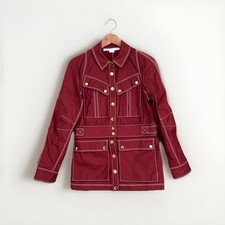 Veronica Beard 6 Keswick TopstitchStretchTwill Safari 2in One Jacket Deep Brick