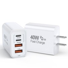 2 Pack 40W USB C Wall Charger Block Fast Charging Multiport Power Adapter Plug