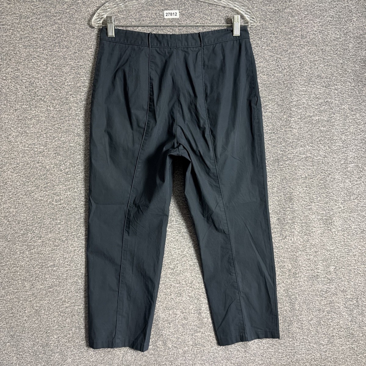 Jil Sander Women's 38 Blue Pintuck Seam Ankle Trouser Tailored Straight Pants View 2