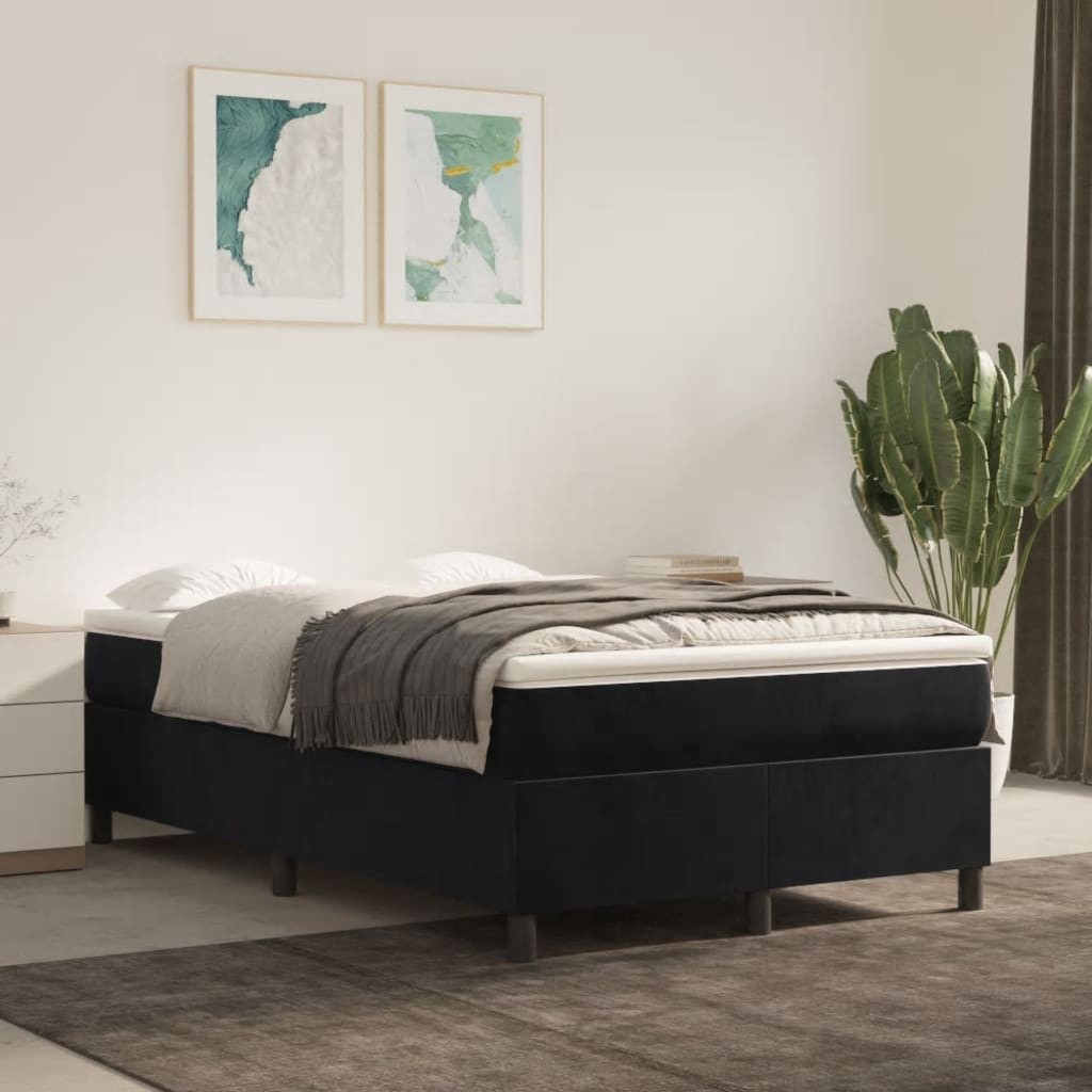 Giroletto a Molle con Materasso Nero 120x200 cm in Velluto 2404721