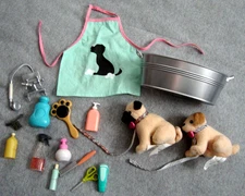 Our Generation 18” Doll Pet Dog Grooming Salon Set Dogs Scissors Tub Brush Apron