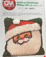 Santa Pillow Latch Hook Kit 15  X 15   1980 Christmas Gift Craft Granny Hobby