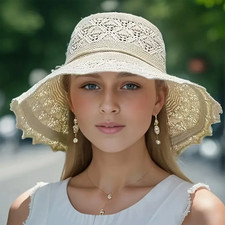 Women Sun Visor Hat Wide Brim UV Protection Foldable Summer Cap