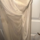 Azazie Bridesmaid Tan Beige Taupe Chiffon Sz A16 One Shoulder Floor LengthGown — photo 3