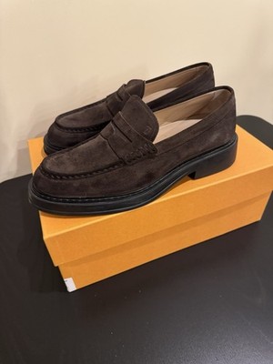 Tods Men's Penny Loafer Dress Shoes Brown Suede Leather Size 9 Uk, 10 US