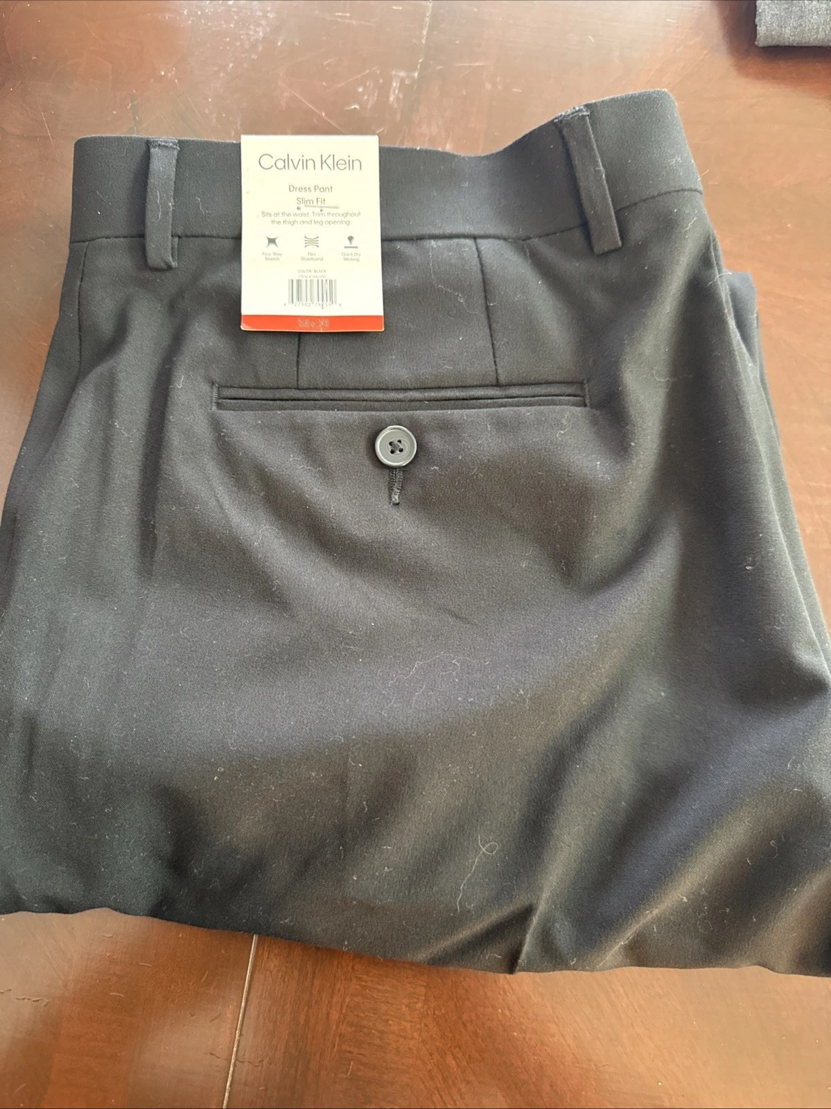 NEW Calvin Klein Men's 34x29 Black Dress Pant Slim Fit Flat Front New With Tags