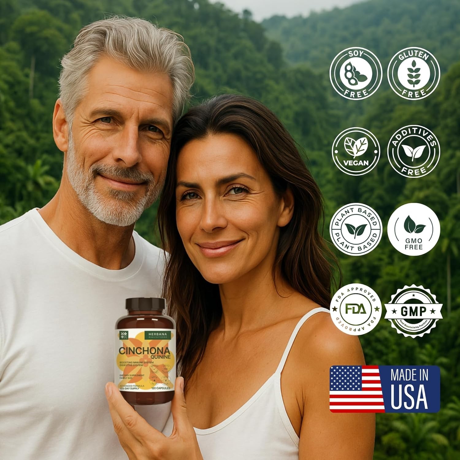 HERBANA Cinchona Officinalis Quinine ~ Potent Immune & Digestive Health - 120ct.