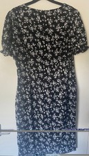 SHEIN Curve Ladies Black Floral Midi Dress 0XL UK 16 NWOT Ruched Front